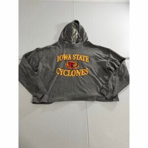 Iowa State Cyclones Crop Top Hoodie Gray Size XL